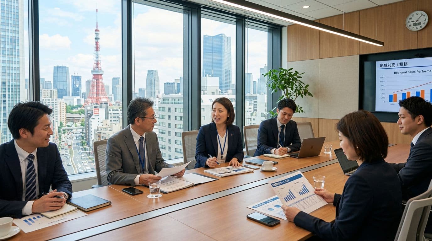 Business meeting in a Japanese office